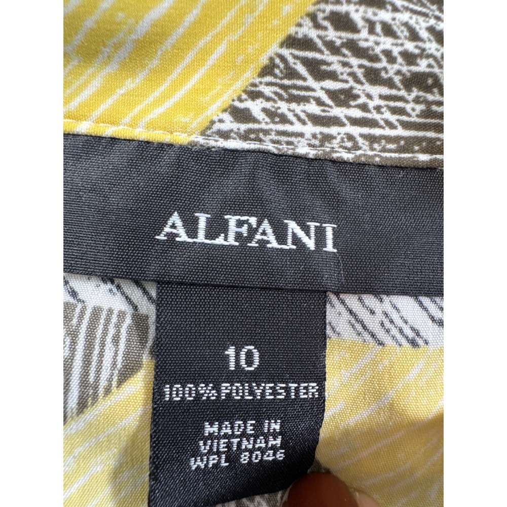 Alfani Womens Yellow Grey‎ Geometric Triangle Sleeveless Button Front Dress 10 - Picture 5 of 9